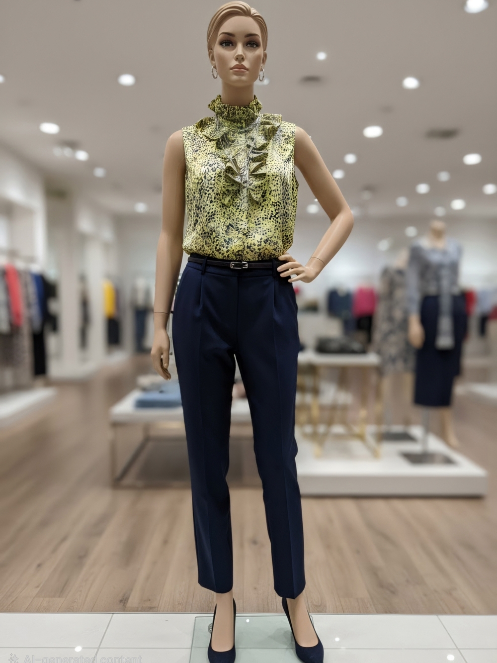The Limited Yellow Ruffle Neck Sleeveless Blouse